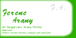 ferenc arany business card